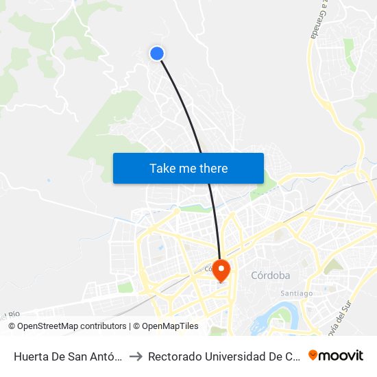 Huerta De San Antón D.C. to Rectorado Universidad De Córdoba map