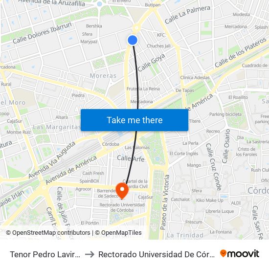 Tenor Pedro Lavirgen to Rectorado Universidad De Córdoba map