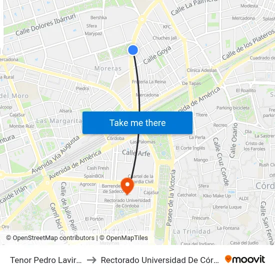 Tenor Pedro Lavirgen to Rectorado Universidad De Córdoba map