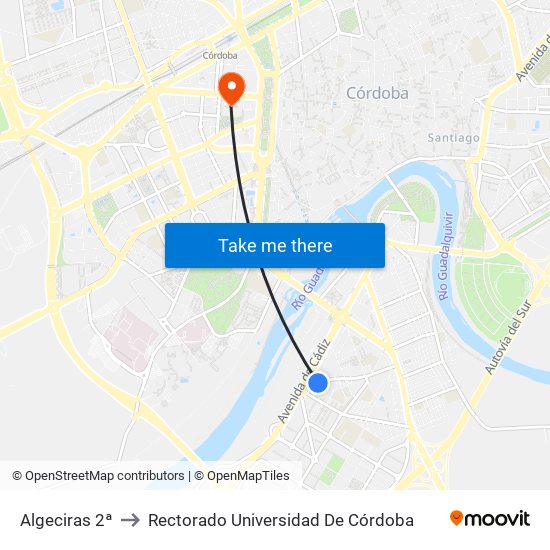 Algeciras 2ª to Rectorado Universidad De Córdoba map