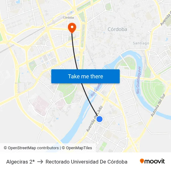 Algeciras 2ª to Rectorado Universidad De Córdoba map