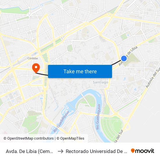 Avda. De Libia (Cementerio) to Rectorado Universidad De Córdoba map