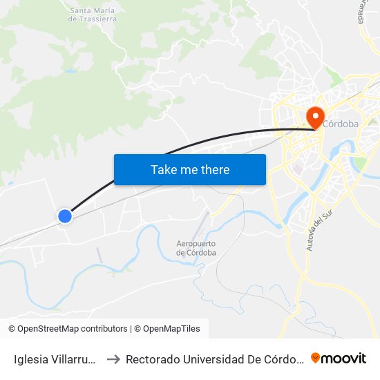 Iglesia Villarrubia to Rectorado Universidad De Córdoba map