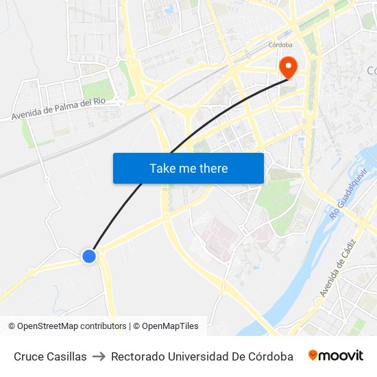 Cruce Casillas to Rectorado Universidad De Córdoba map