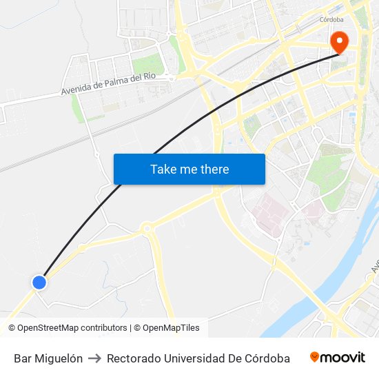 Bar Miguelón to Rectorado Universidad De Córdoba map