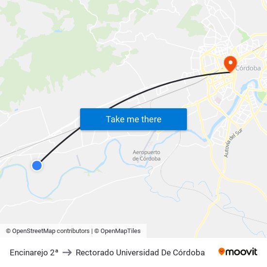 Encinarejo 2ª to Rectorado Universidad De Córdoba map