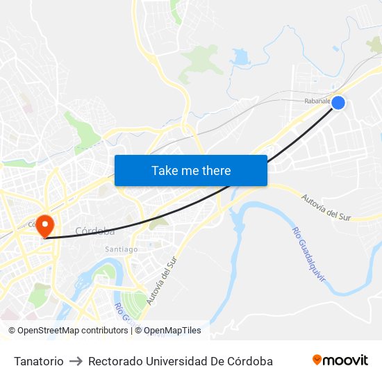 Tanatorio to Rectorado Universidad De Córdoba map