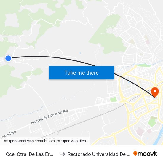 Cce. Ctra. De Las Ermitas Dc to Rectorado Universidad De Córdoba map