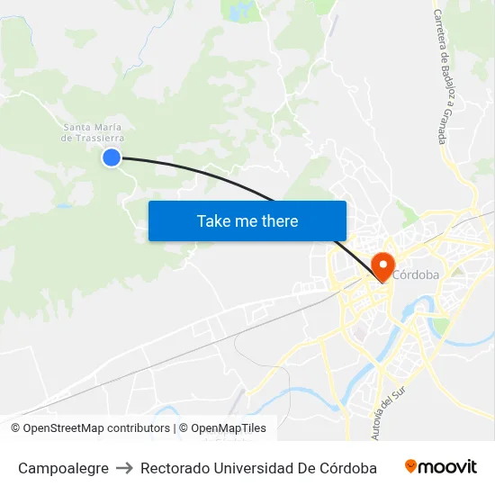 Campoalegre to Rectorado Universidad De Córdoba map