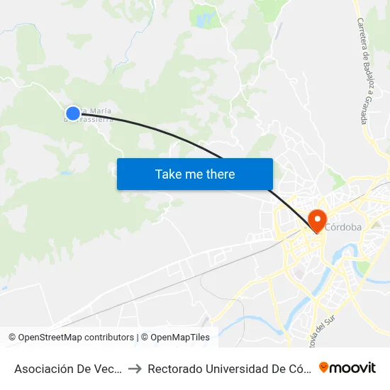 Asociación De Vecinos to Rectorado Universidad De Córdoba map