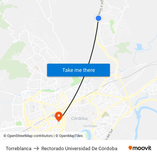 Torreblanca to Rectorado Universidad De Córdoba map