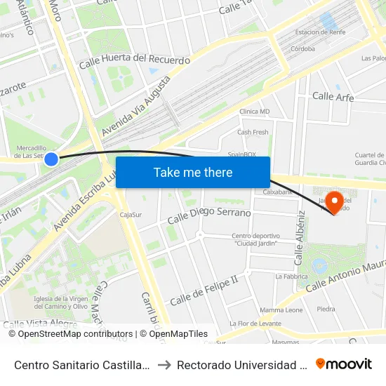 Centro Sanitario Castilla Del Pino Dc to Rectorado Universidad De Córdoba map