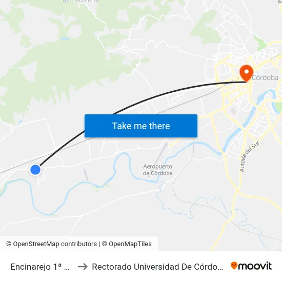 Encinarejo 1ª Dc to Rectorado Universidad De Córdoba map