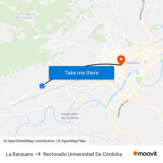La Barquera to Rectorado Universidad De Córdoba map