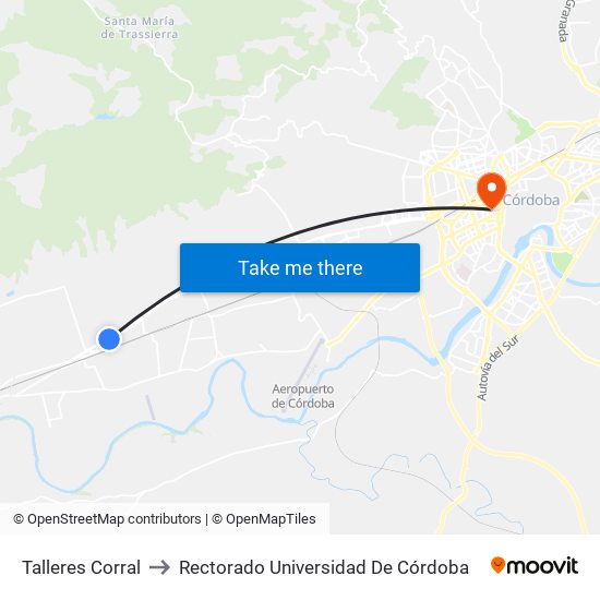 Talleres Corral to Rectorado Universidad De Córdoba map