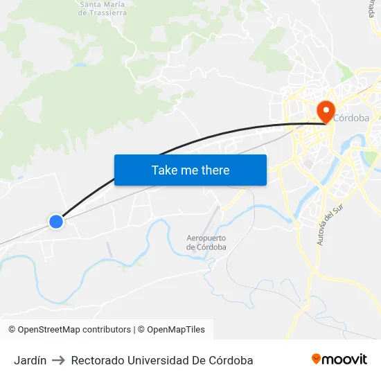 Jardín to Rectorado Universidad De Córdoba map