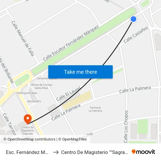 Esc. Fernández Márquez 2ª to Centro De Magisterio ""Sagrado Corazón"" map