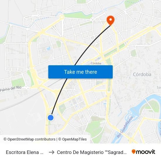 Escritora Elena Quiroga to Centro De Magisterio ""Sagrado Corazón"" map