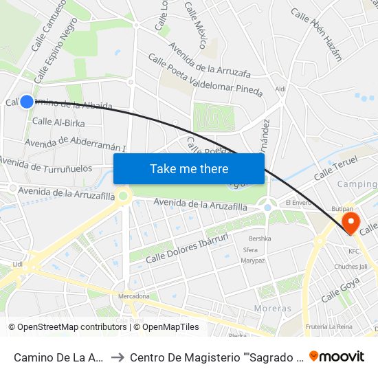 Camino De La Albaida to Centro De Magisterio ""Sagrado Corazón"" map