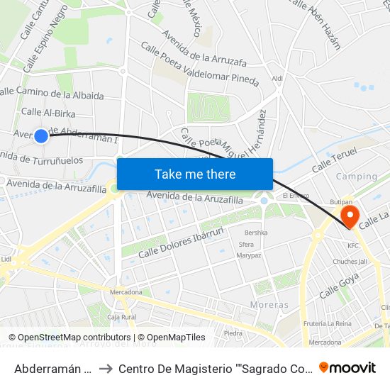 Abderramán I Dc to Centro De Magisterio ""Sagrado Corazón"" map