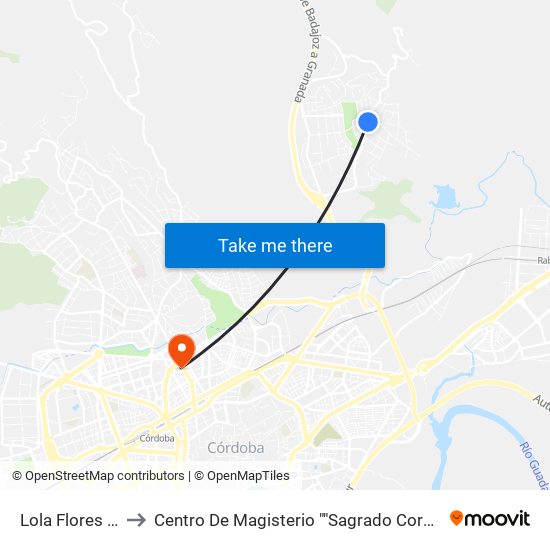 Lola Flores Dc to Centro De Magisterio ""Sagrado Corazón"" map