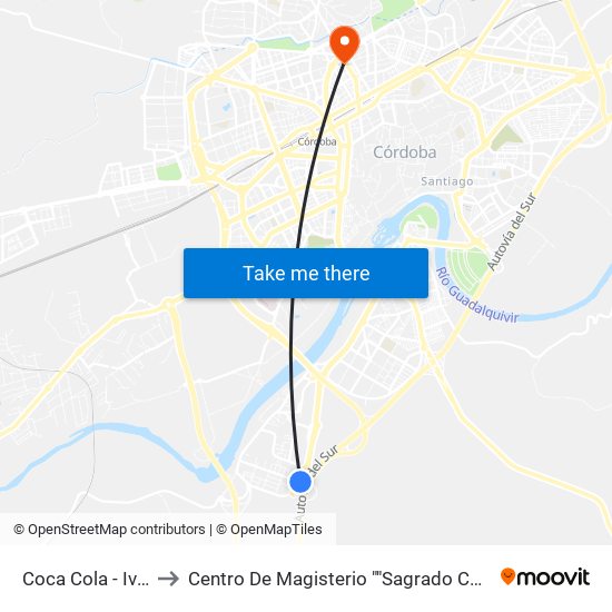 Coca Cola - Iveco to Centro De Magisterio ""Sagrado Corazón"" map