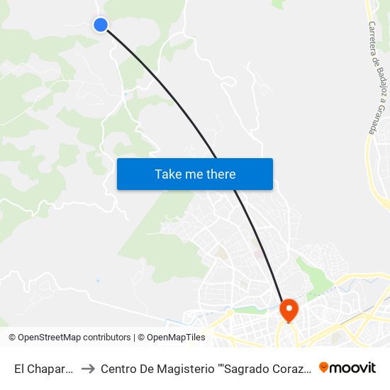 El Chaparral to Centro De Magisterio ""Sagrado Corazón"" map