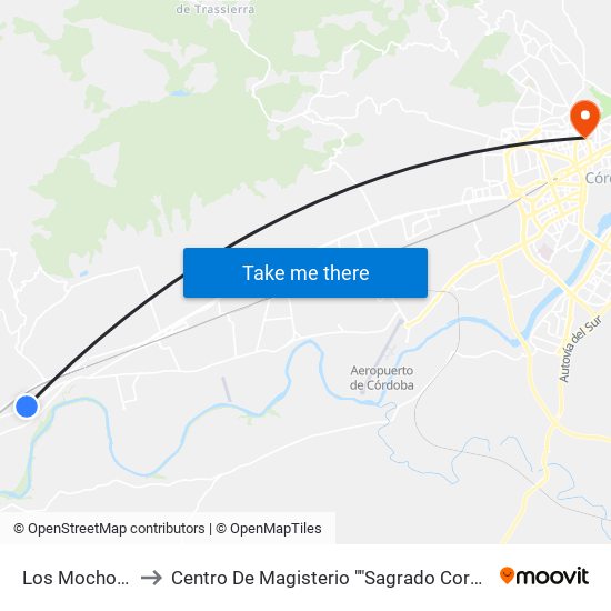 Los Mochos 2 to Centro De Magisterio ""Sagrado Corazón"" map