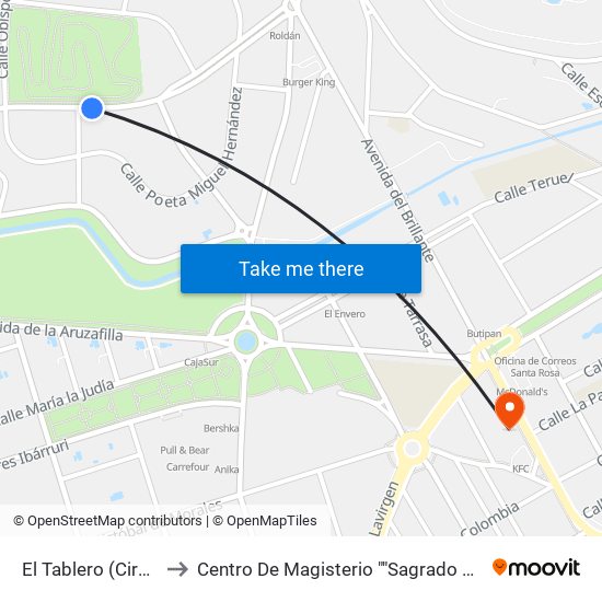 El Tablero (Circuito) to Centro De Magisterio ""Sagrado Corazón"" map