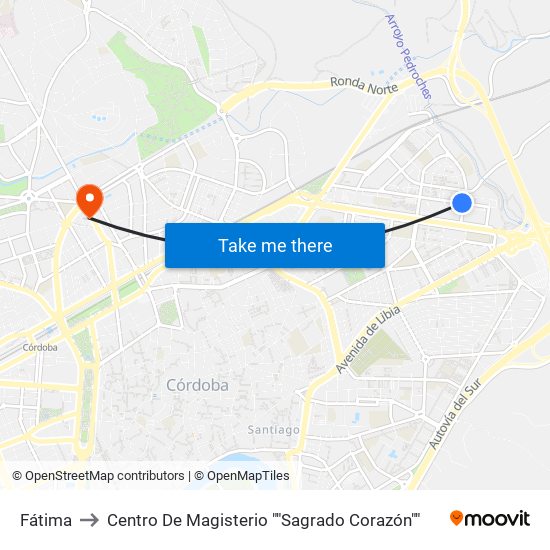 Fátima to Centro De Magisterio ""Sagrado Corazón"" map