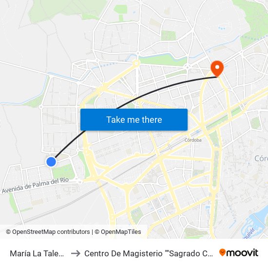 María La Talegona to Centro De Magisterio ""Sagrado Corazón"" map