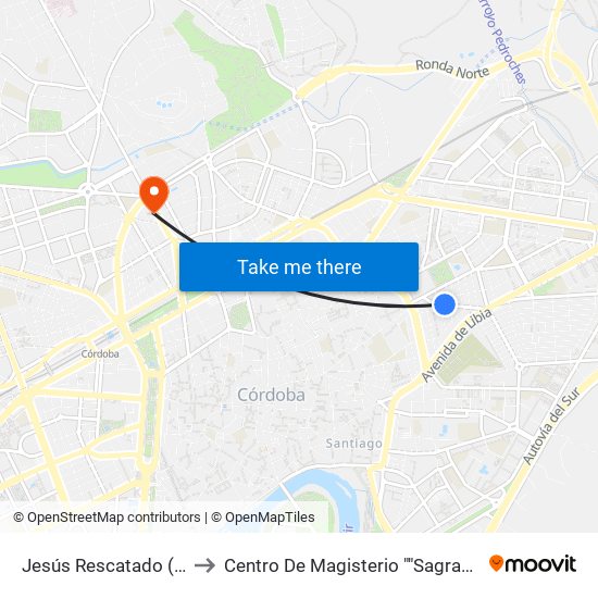 Jesús Rescatado (Viñuela) to Centro De Magisterio ""Sagrado Corazón"" map