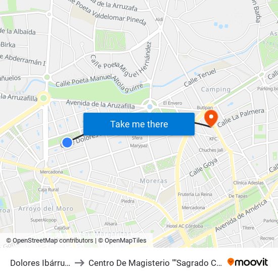 Dolores Ibárruri 1ª to Centro De Magisterio ""Sagrado Corazón"" map
