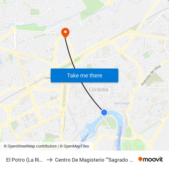 El Potro (La Ribera) to Centro De Magisterio ""Sagrado Corazón"" map