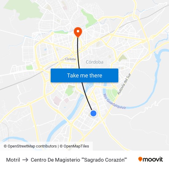 Motril to Centro De Magisterio ""Sagrado Corazón"" map