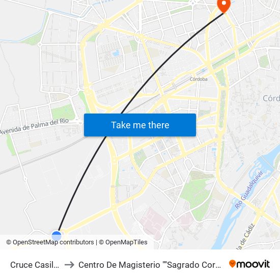 Cruce Casillas to Centro De Magisterio ""Sagrado Corazón"" map