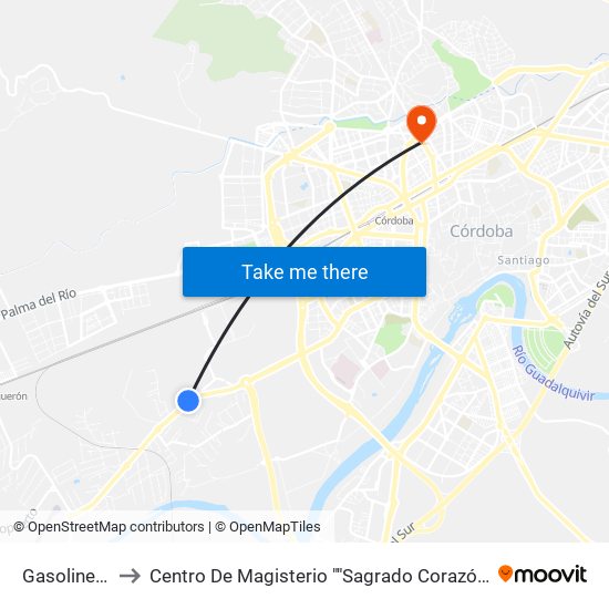 Gasolinera to Centro De Magisterio ""Sagrado Corazón"" map