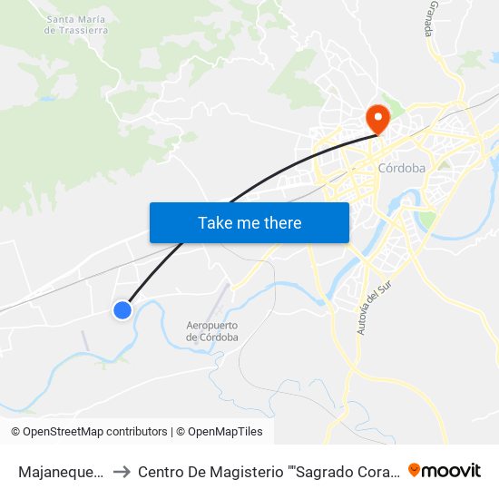 Majaneque 2ª to Centro De Magisterio ""Sagrado Corazón"" map