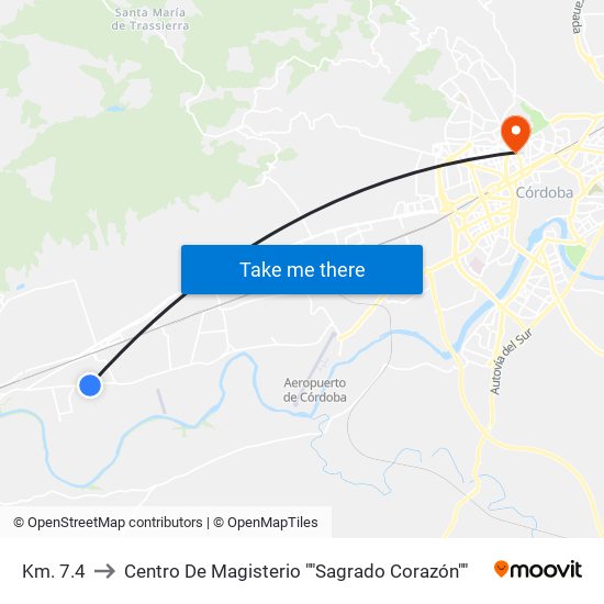 Km. 7.4 to Centro De Magisterio ""Sagrado Corazón"" map