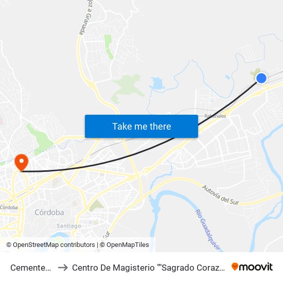 Cementerio to Centro De Magisterio ""Sagrado Corazón"" map