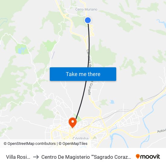 Villa Rosita to Centro De Magisterio ""Sagrado Corazón"" map