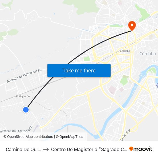 Camino De Quintos to Centro De Magisterio ""Sagrado Corazón"" map