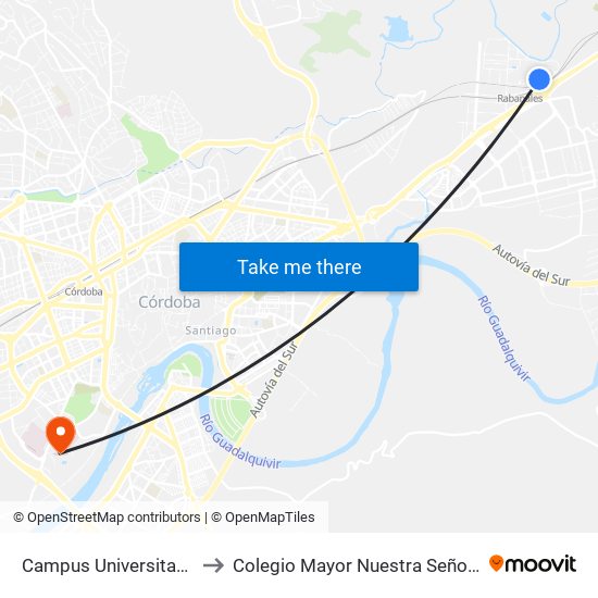 Campus Universitario Rabanales to Colegio Mayor Nuestra Señora De La Asunción map