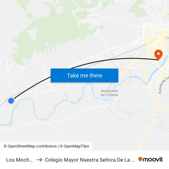 Los Mochos 2 to Colegio Mayor Nuestra Señora De La Asunción map
