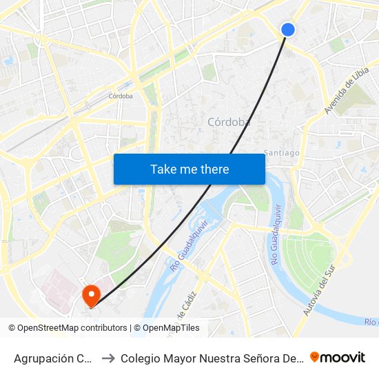 Agrupación Córdoba to Colegio Mayor Nuestra Señora De La Asunción map