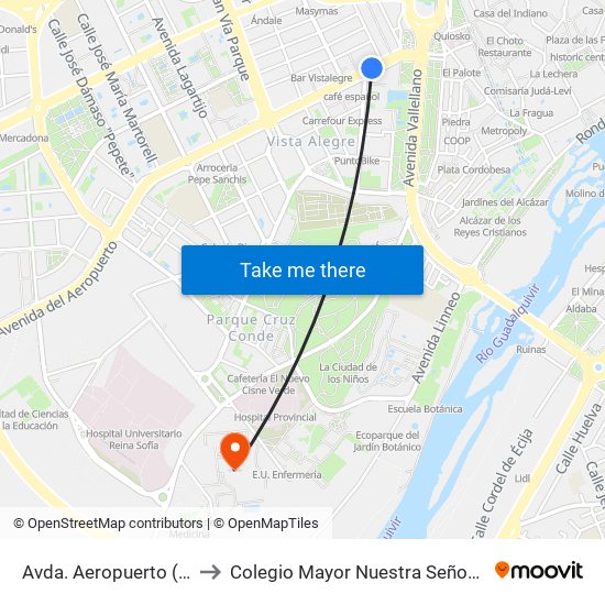 Avda. Aeropuerto (Ministerios) to Colegio Mayor Nuestra Señora De La Asunción map
