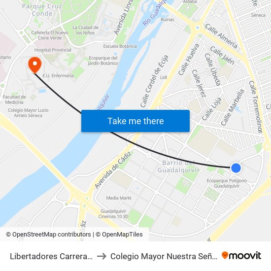 Libertadores Carrera Y O´Higgins 1ª to Colegio Mayor Nuestra Señora De La Asunción map