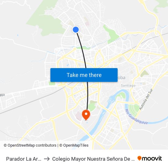 Parador La Arruzafa to Colegio Mayor Nuestra Señora De La Asunción map