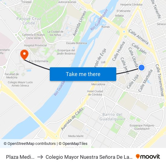 Plaza Mediodía to Colegio Mayor Nuestra Señora De La Asunción map