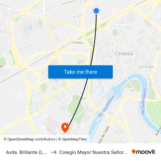 Avda. Brillante (Las Acacias) to Colegio Mayor Nuestra Señora De La Asunción map